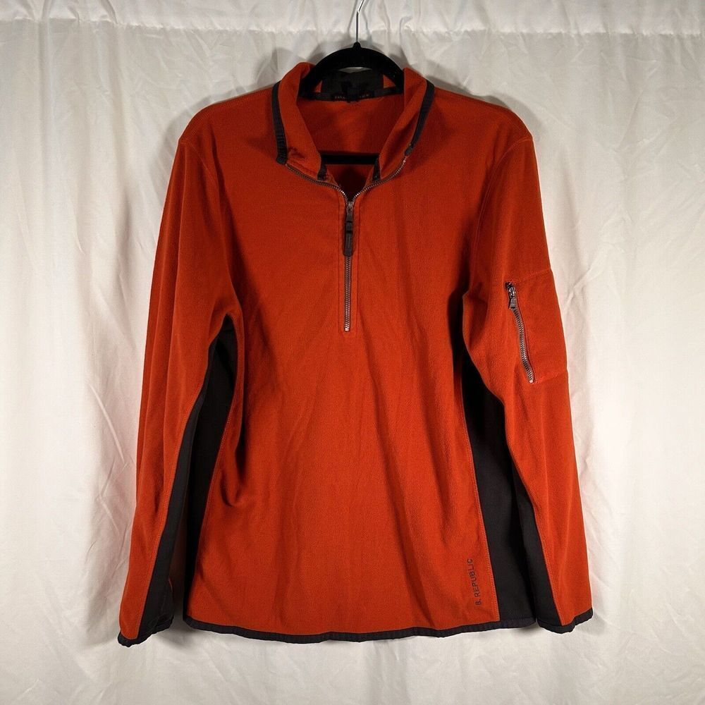 Banana Republic Sweater Men's Medium Orange Fleece 1/4 Zip Pullover